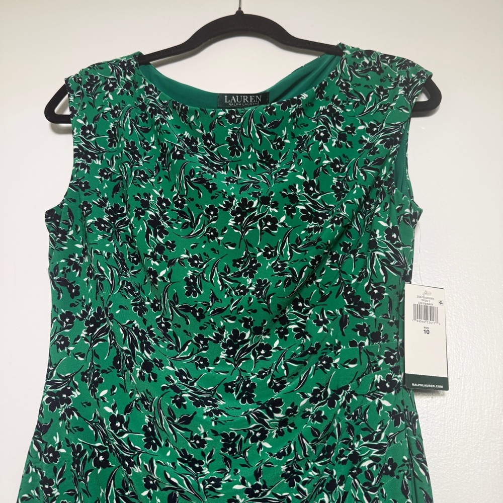 Lauren Ralph Lauren Green Floral Midi Dress Size 10 NWT - Picture 2 of 9
